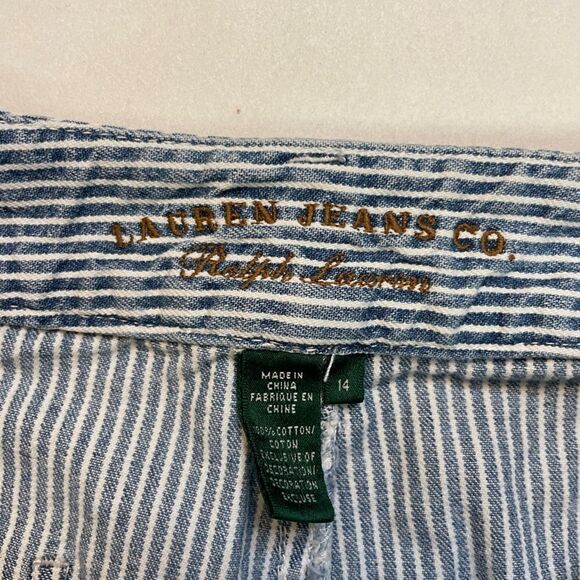 Polo Jeans Ralph Lauren Denim Jean Shorts Women Size 14 Blue White Striped - Picture 4 of 5